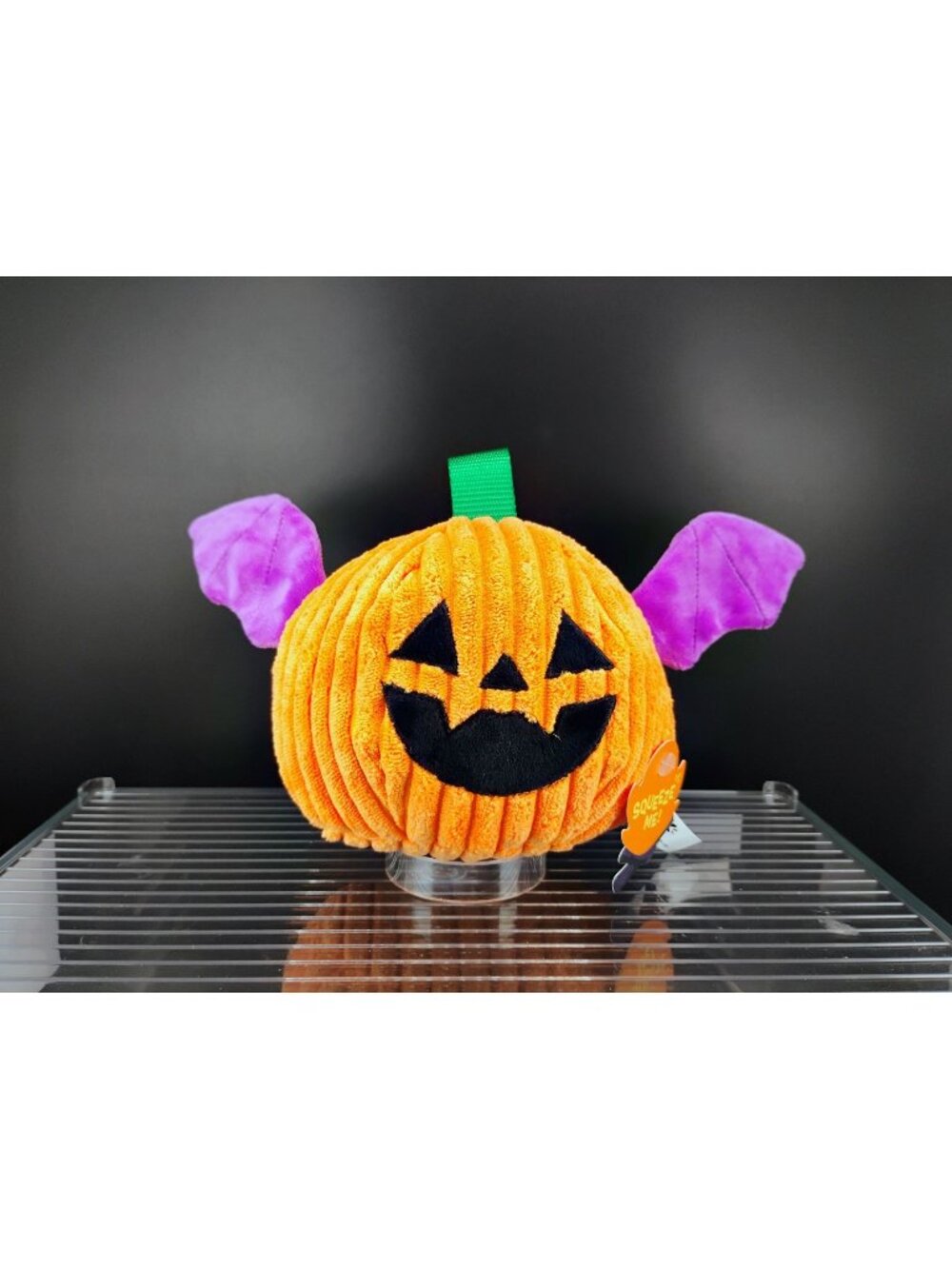 Bark Halloween Pumpkin Plush Dog Toy With Squeaker & Bat Wings